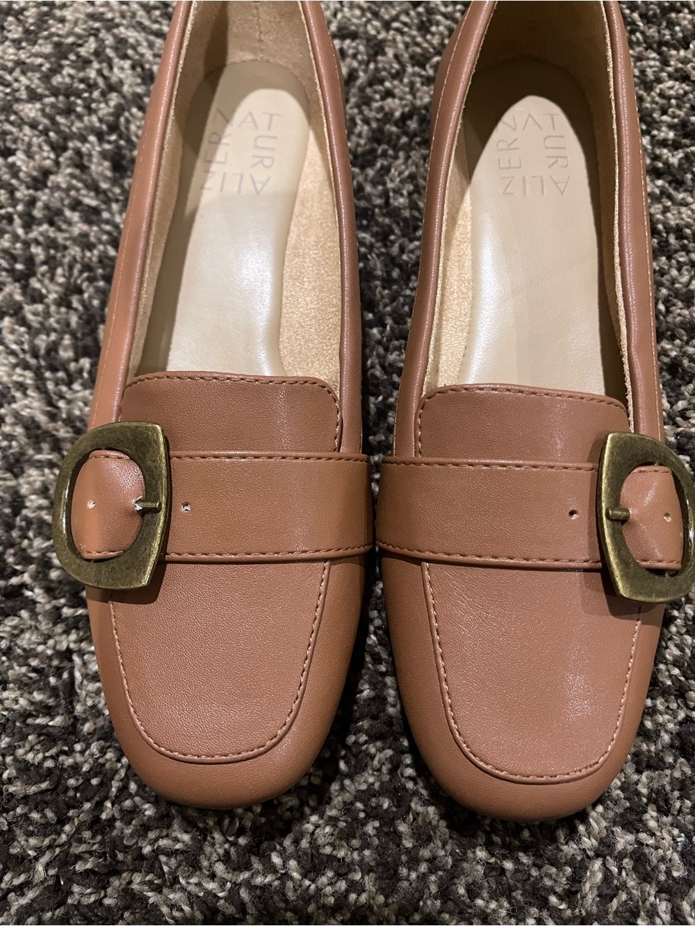 Naturalizer Women's Brown Loafers with Gold Buckle